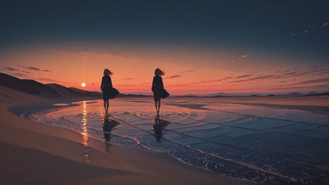 Orange Night Sea Desert smartphone wallpaper free download, vertical 9:16 format, Orange, Night, Sea, Autumn 001