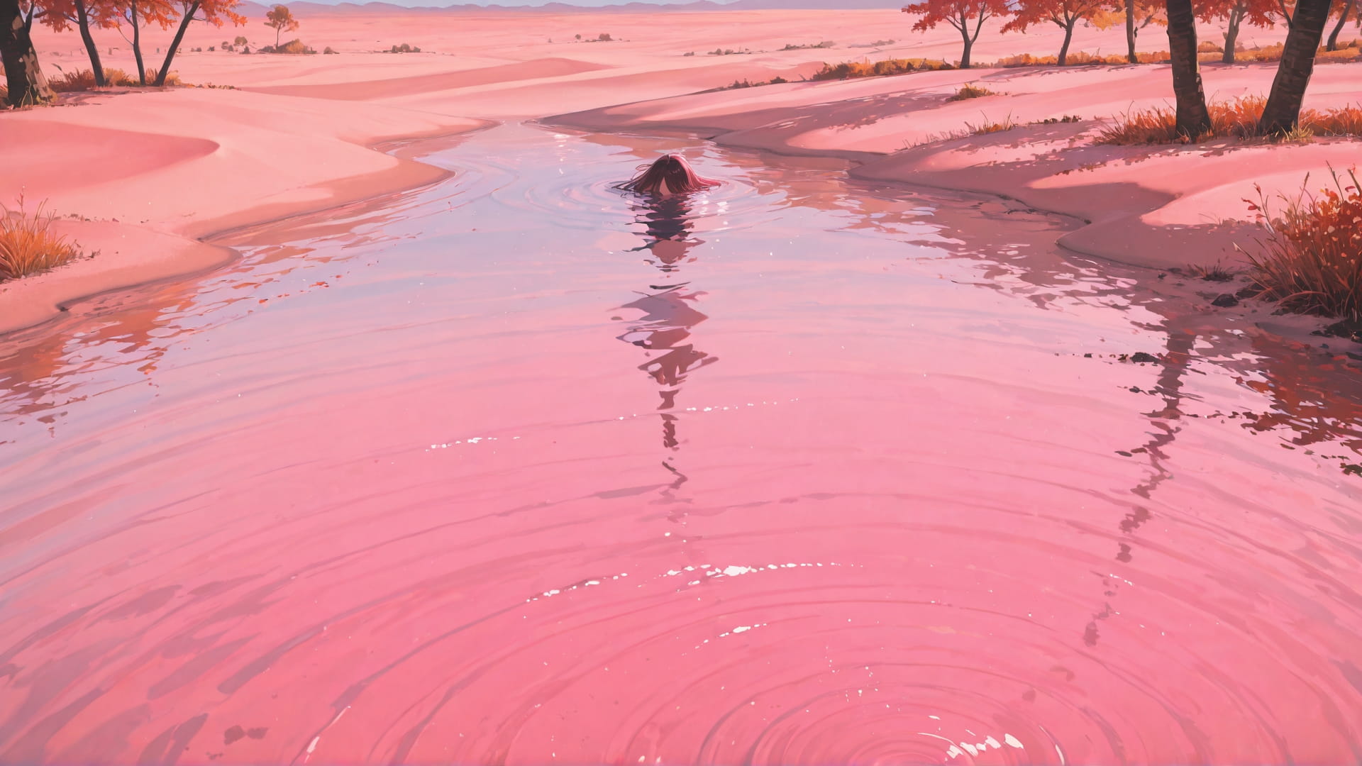 Pink Afternoon Sea Desert smartphone wallpaper free download, vertical 16:9 format, Pink, Afternoon, Sea, Autumn 001