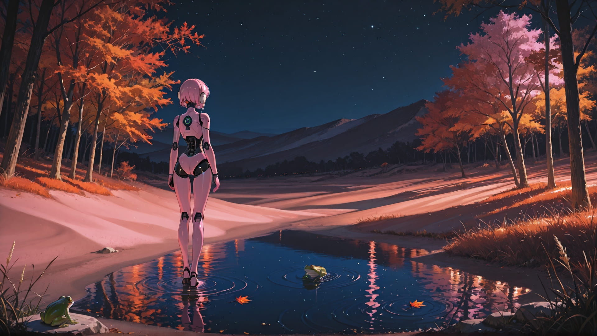 Pink Night Nature Desert smartphone wallpaper free download, vertical 16:9 format, Pink, Night, Nature, Autumn