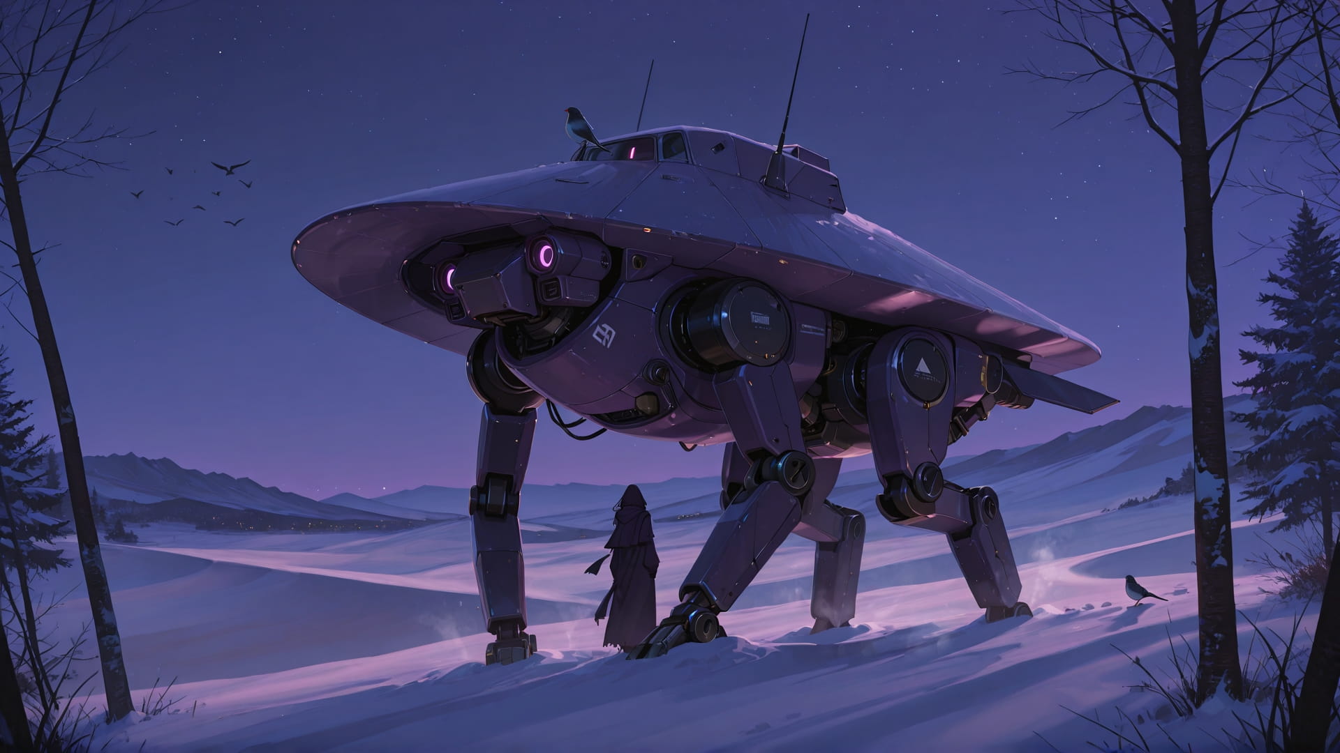 Purple Night Nature Desert smartphone wallpaper free download, vertical 16:9 format, Purple, Night, Nature, Winter