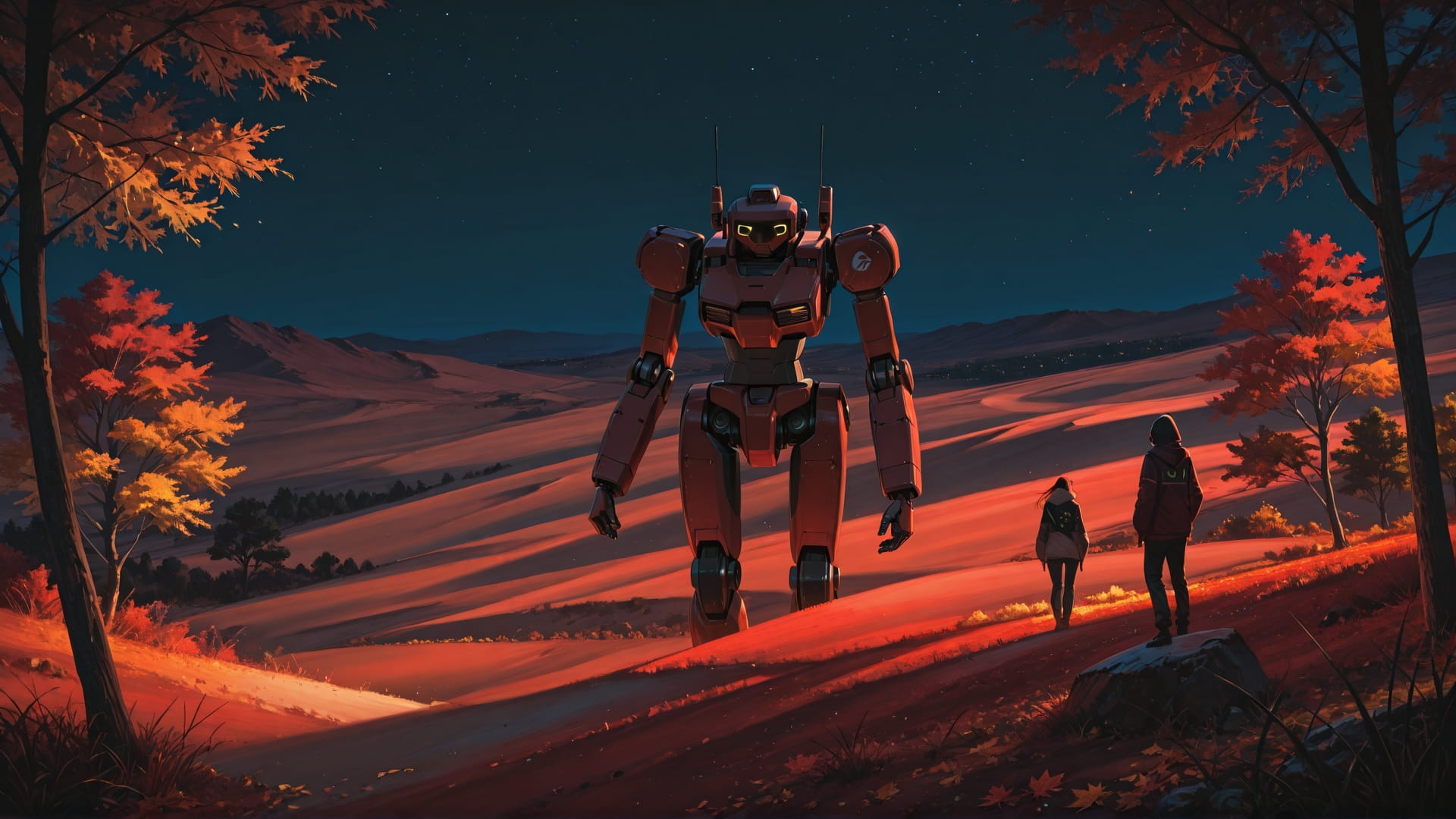 Red Night Nature Desert smartphone wallpaper free download, vertical 16:9 format, Red, Night, Nature, Autumn