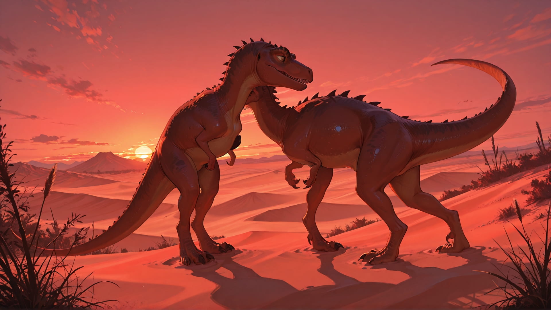 Red Sunset Nature Desert smartphone wallpaper free download, vertical 16:9 format, Red, Sunset, Nature, Summer