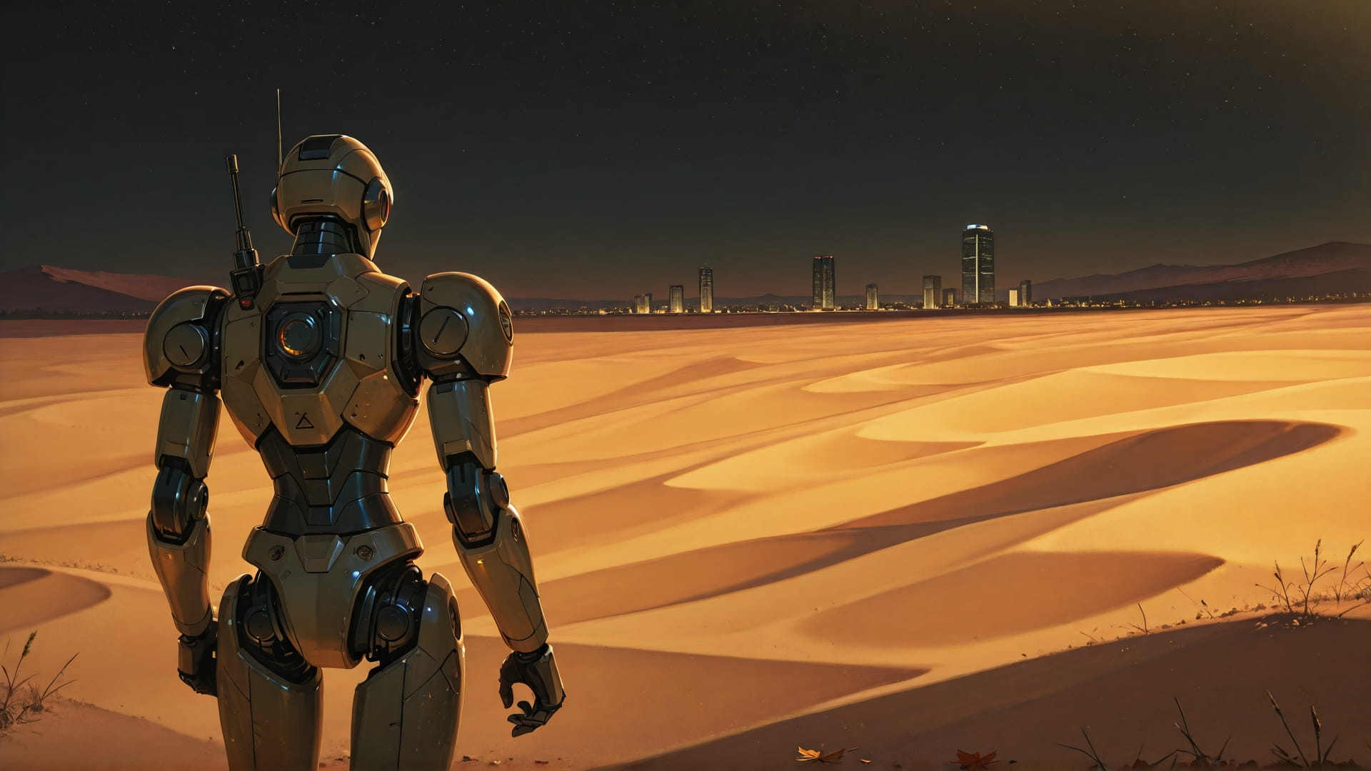 Yellow Night City Desert smartphone wallpaper free download, vertical 16:9 format, Yellow, Night, City, Autumn