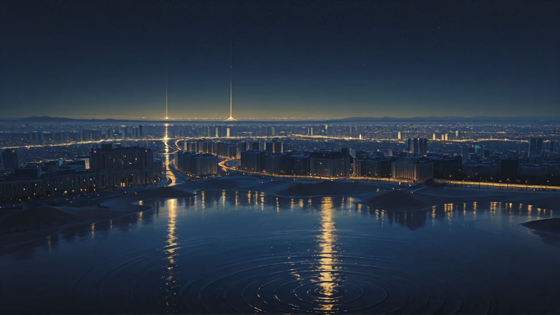 Yellow Night City Desert smartphone wallpaper free download, vertical 16:9 format, Yellow, Night, City, Winter 001