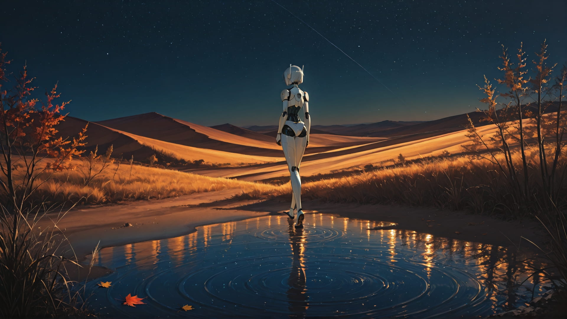 Yellow Night Sky Desert smartphone wallpaper free download, vertical 16:9 format, Yellow, Night, Sky, Autumn