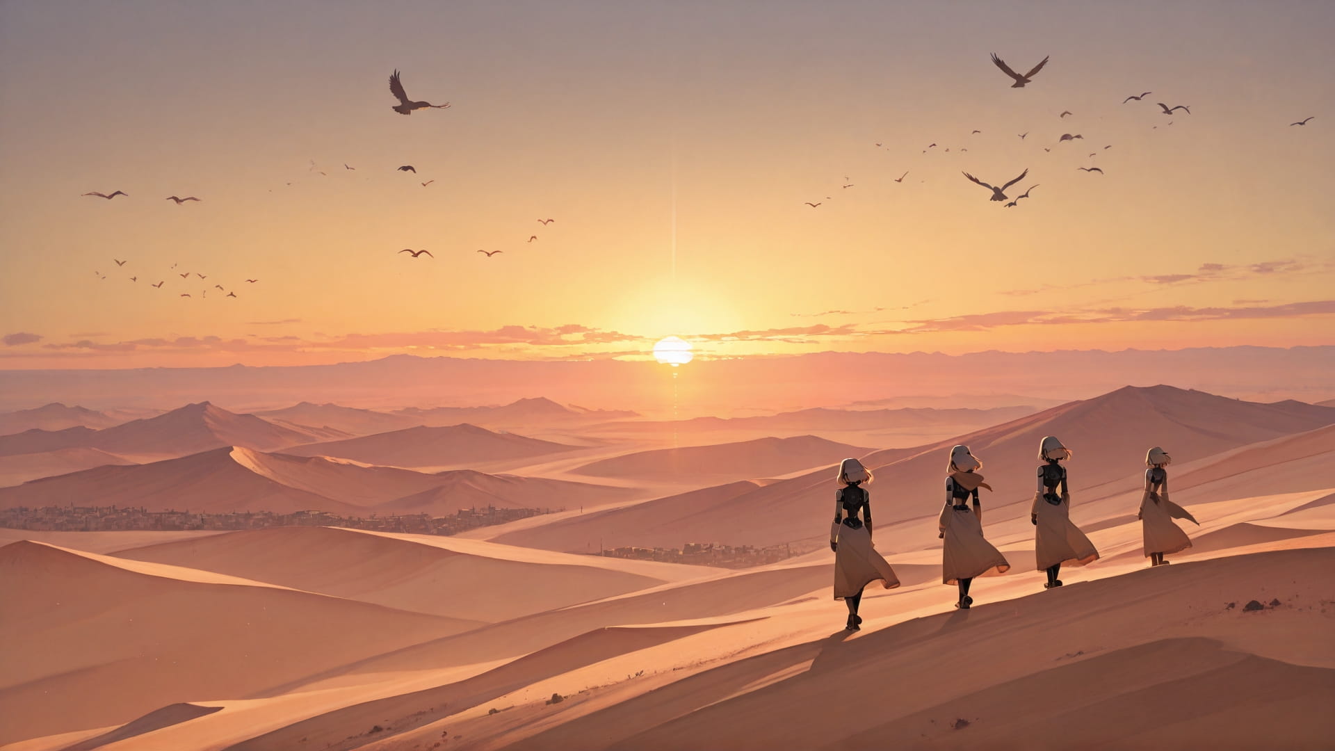 Yellow Sunset City Desert smartphone wallpaper free download, vertical 16:9 format, Yellow, Sunset, City, Spring