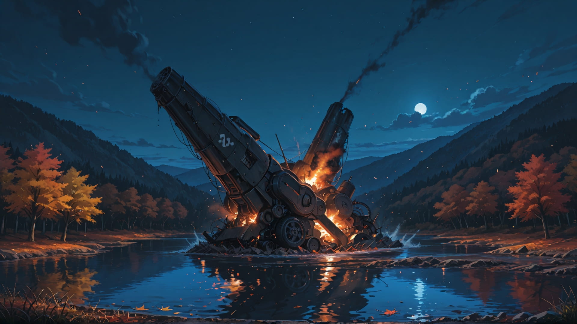 Blue Night Sea Disaster smartphone wallpaper free download, vertical 9:16 format, Blue, Night, Sea, Autumn