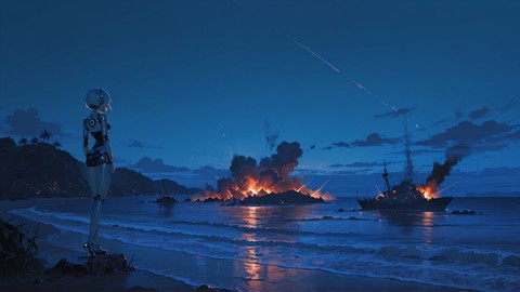 Blue Night Sea Disaster smartphone wallpaper free download, vertical 9:16 format, Blue, Night, Sea, Summer