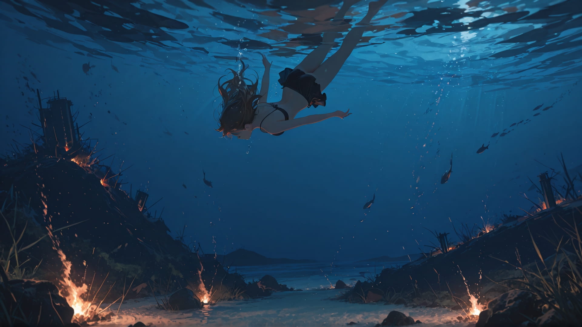 Brown Night Sea Disaster smartphone wallpaper free download, vertical 16:9 format, Brown, Night, Sea, Spring