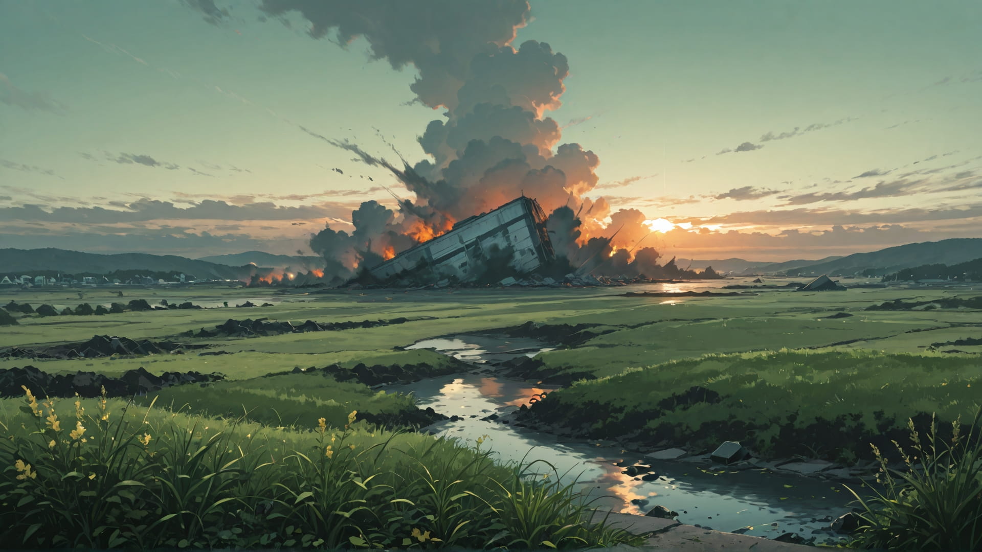 Green Afternoon Sky Disaster smartphone wallpaper free download, vertical 16:9 format, Green, Afternoon, Sky, Spring 001