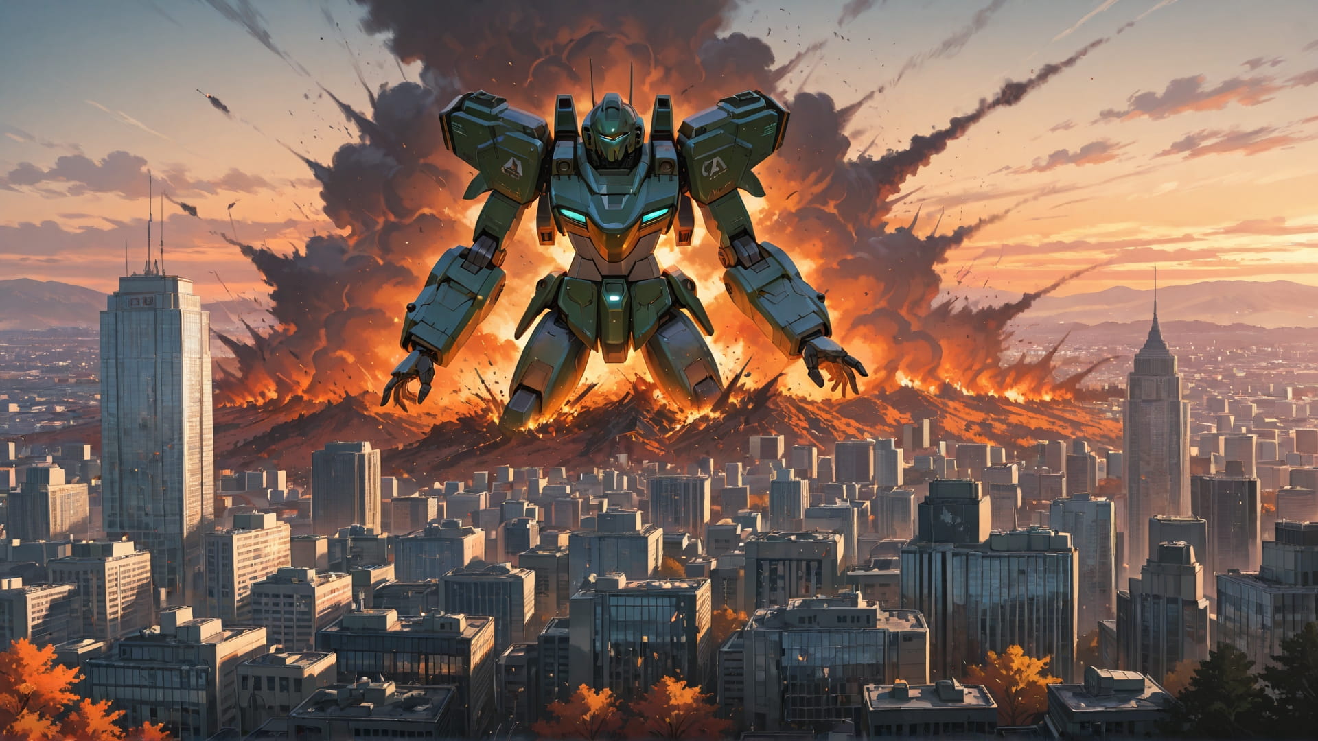 Orange Afternoon City Disaster smartphone wallpaper free download, vertical 16:9 format, Orange, Afternoon, City, Autumn