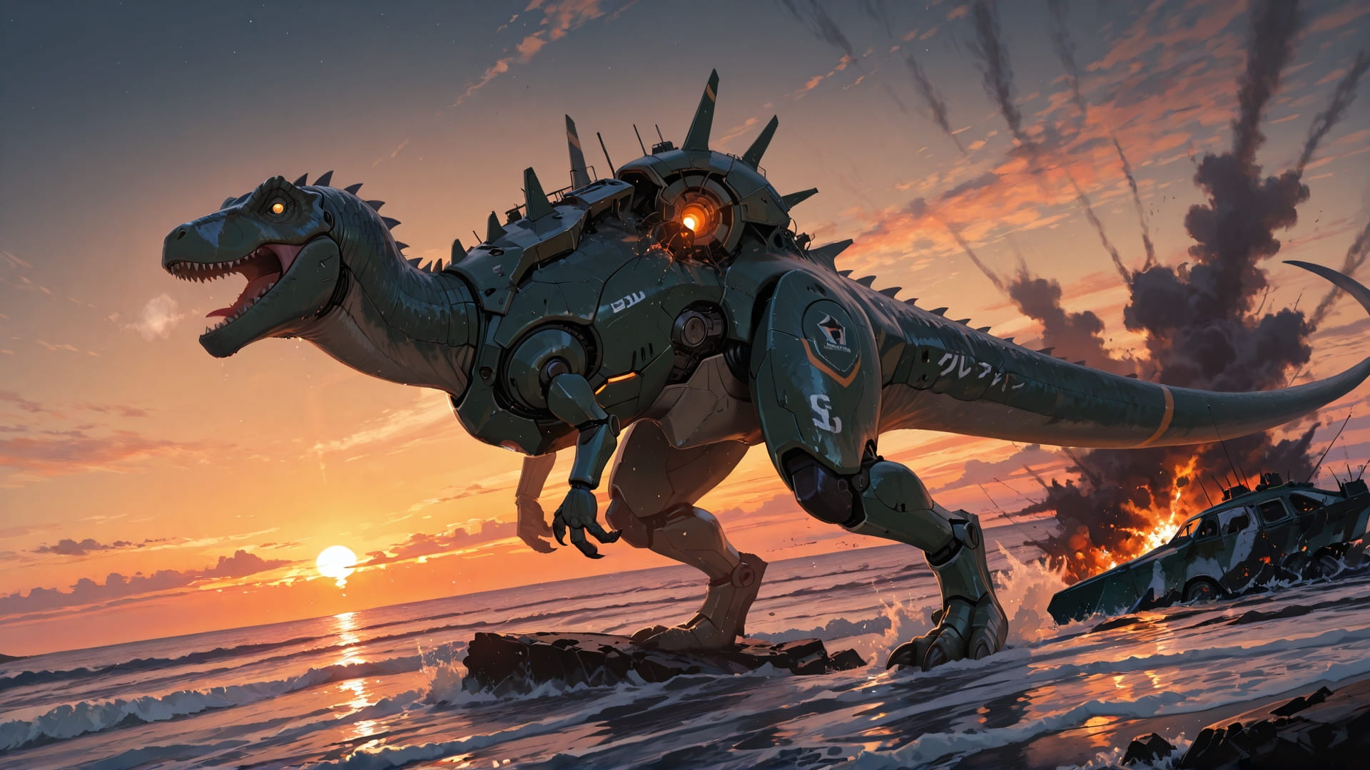 Orange Sunset Sea Disaster smartphone wallpaper free download, vertical 16:9 format, Orange, Sunset, Sea, Winter