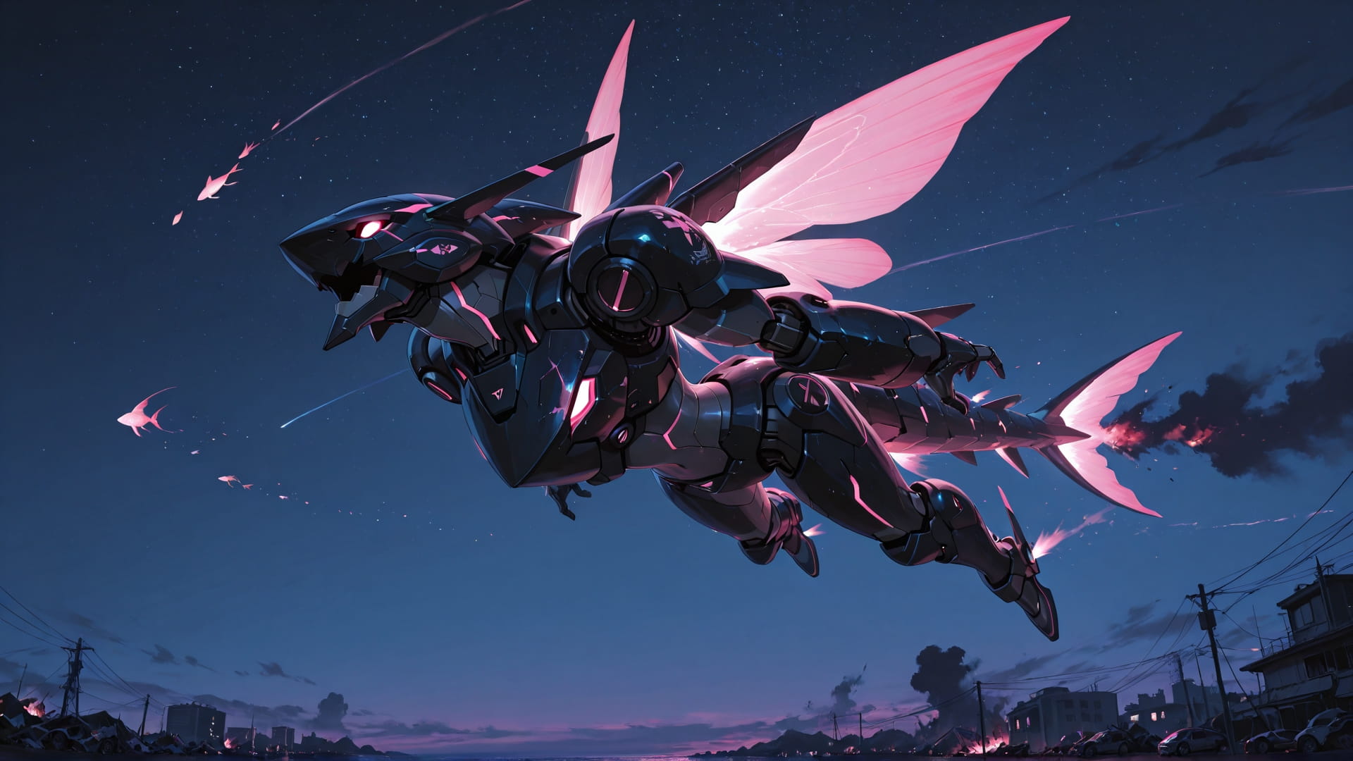 Pink Night Sky Disaster smartphone wallpaper free download, vertical 16:9 format, Pink, Night, Sky, Summer