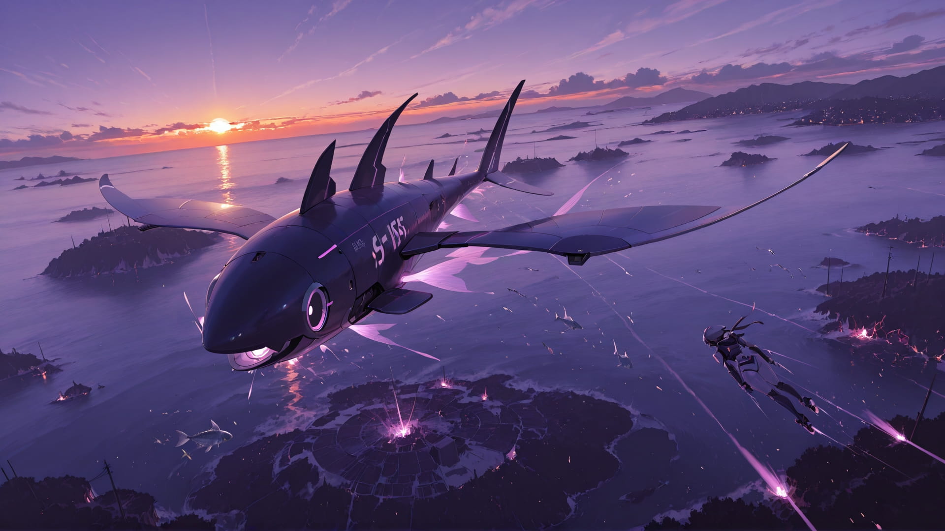 Purple Sunset Sea Disaster smartphone wallpaper free download, vertical 16:9 format, Purple, Sunset, Sea, Spring