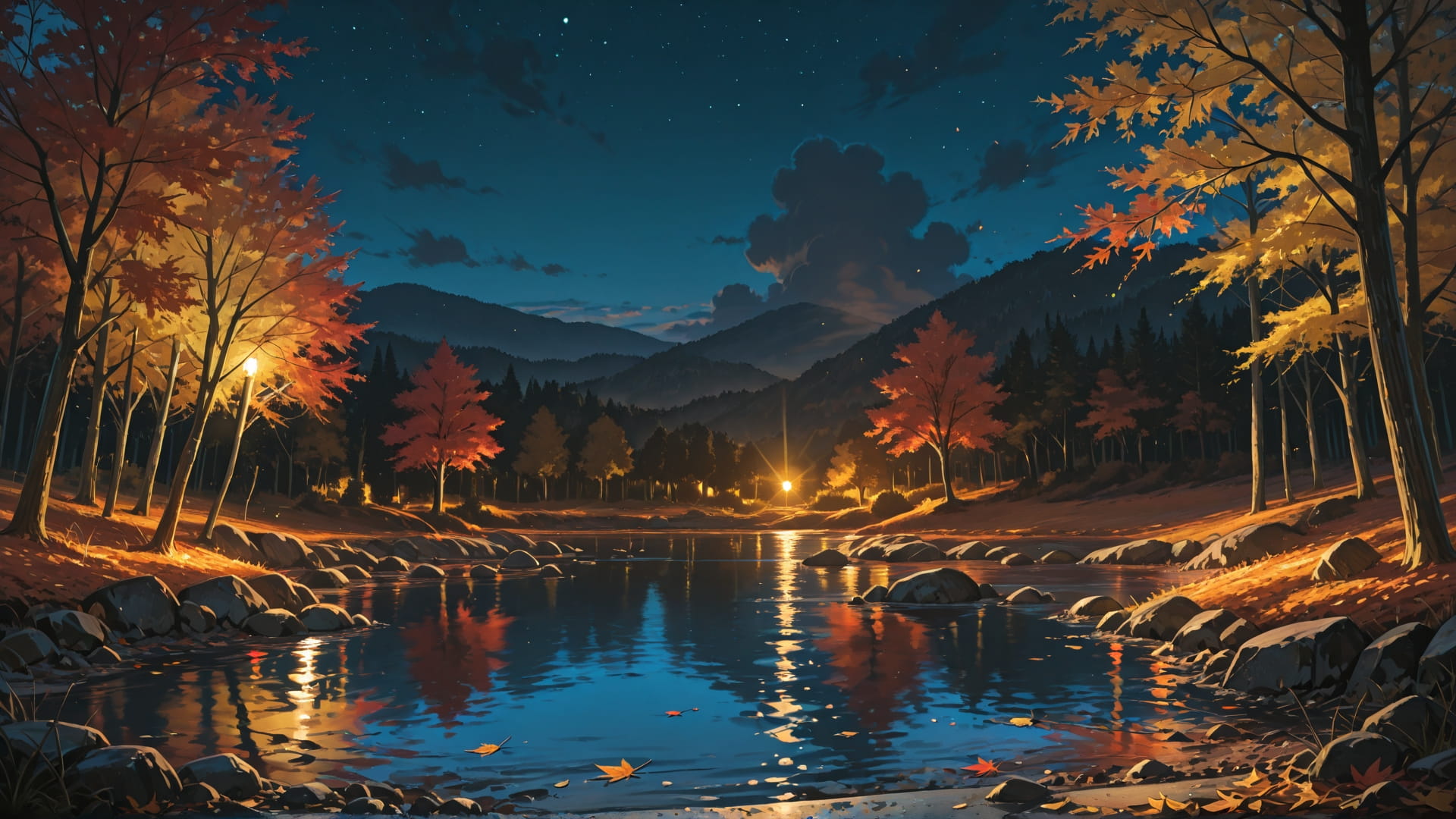 Yellow Night Sea Disaster smartphone wallpaper free download, vertical 16:9 format, Yellow, Night, Sea, Autumn 001