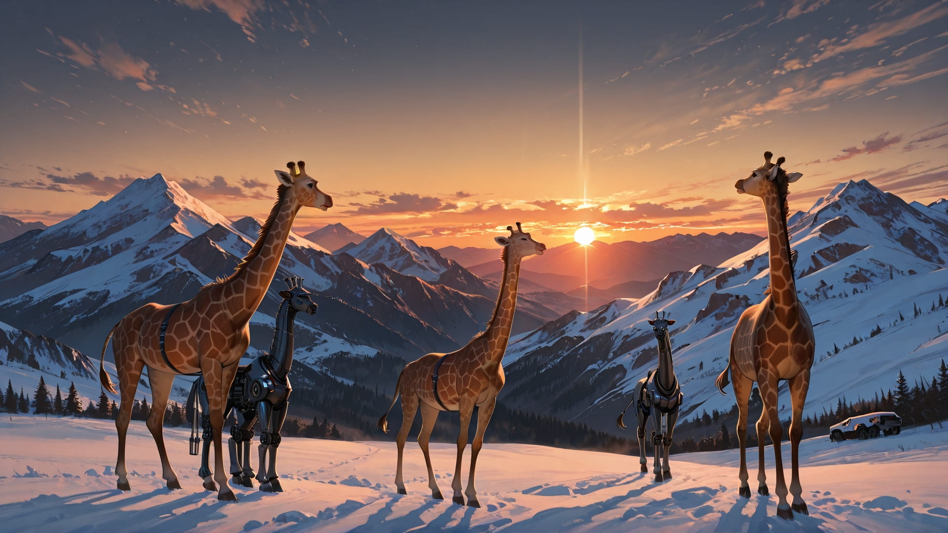 Brown Sunset Mountain DramaClub smartphone wallpaper free download, vertical 16:9 format, Brown, Sunset, Mountain, Winter