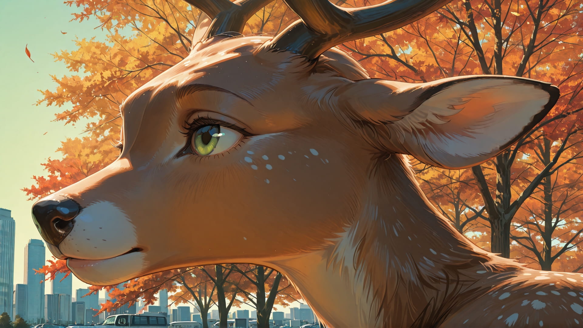 Green Afternoon City DramaClub smartphone wallpaper free download, vertical 16:9 format, Green, Afternoon, City, Autumn