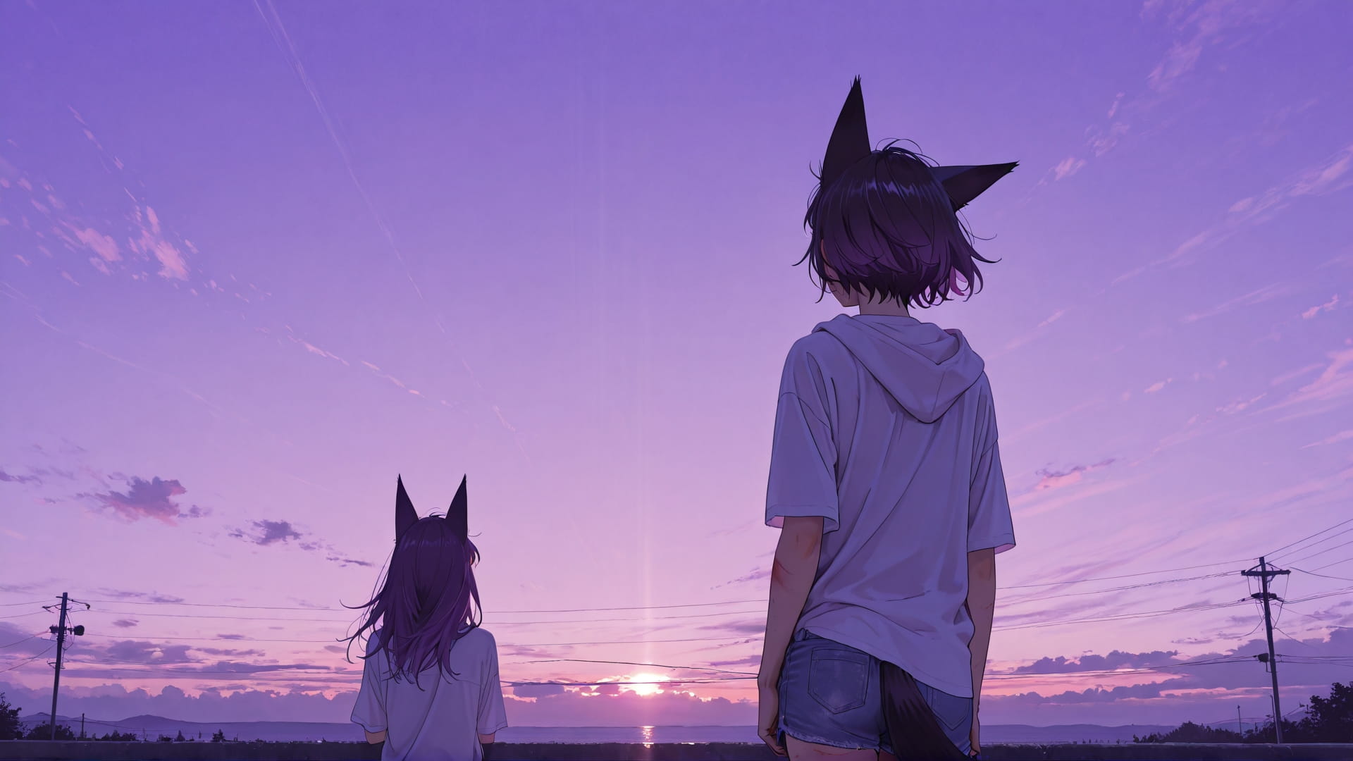 Purple Afternoon Sky DramaClub smartphone wallpaper free download, vertical 16:9 format, Purple, Afternoon, Sky, Summer 001