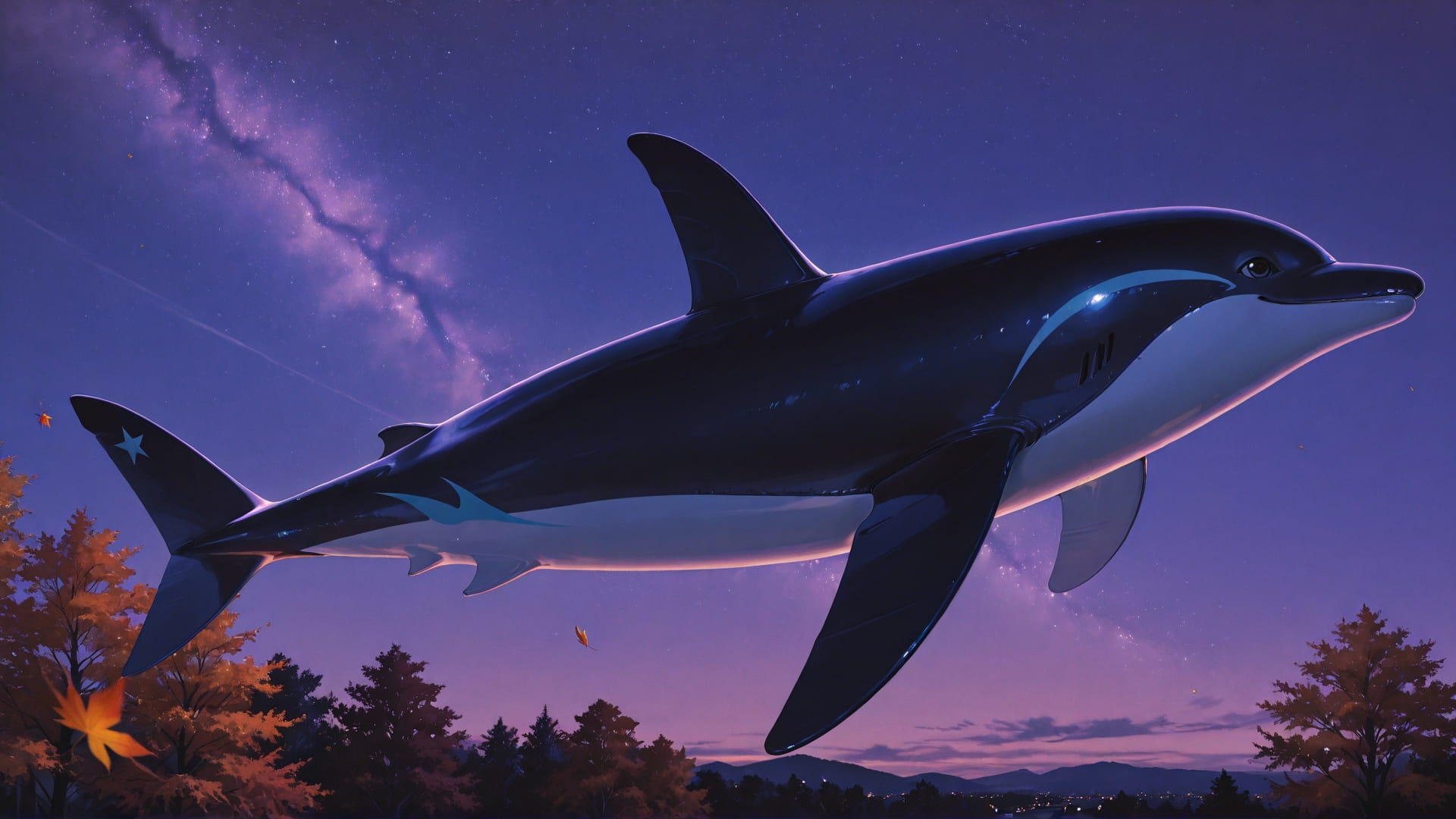 Purple Night Sky DramaClub smartphone wallpaper free download, vertical 16:9 format, Purple, Night, Sky, Autumn