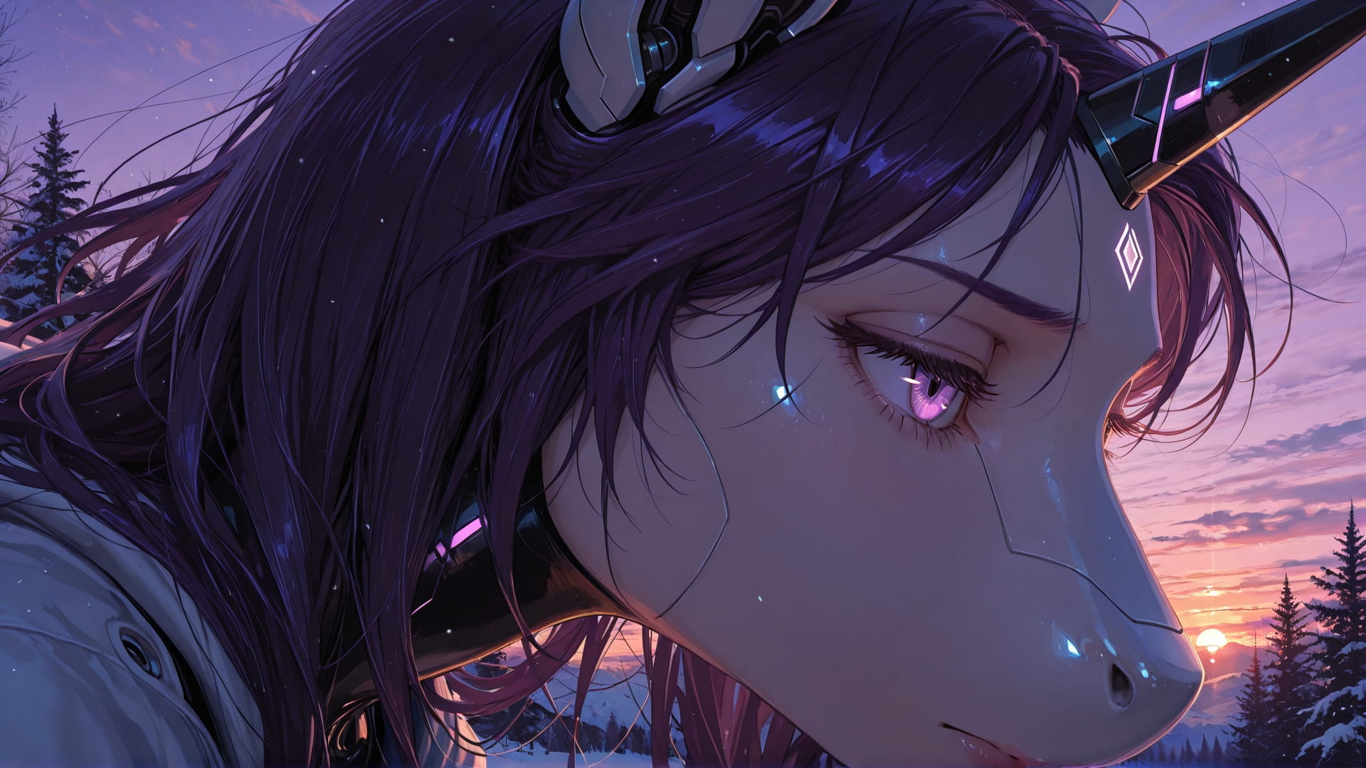 Purple Sunset Nature DramaClub smartphone wallpaper free download, vertical 16:9 format, Purple, Sunset, Nature, Winter