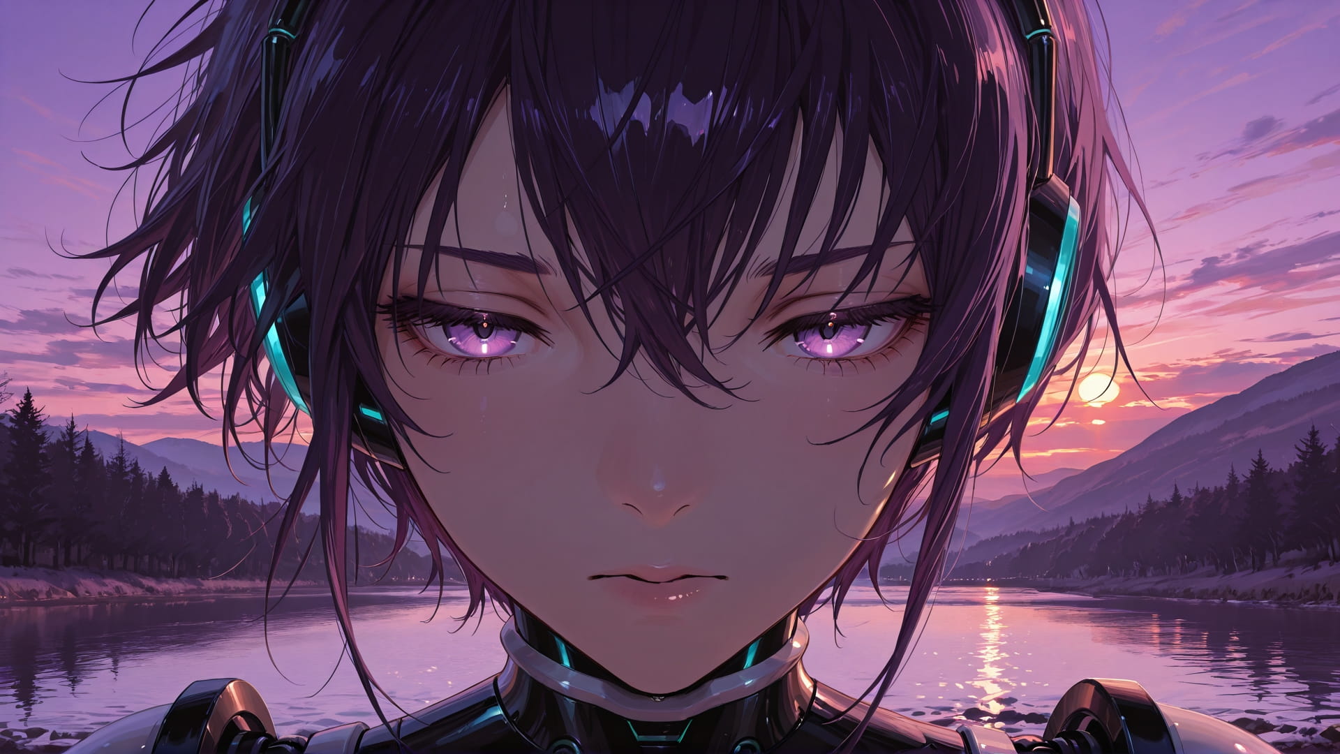 Purple Sunset Sea DramaClub smartphone wallpaper free download, vertical 16:9 format, Purple, Sunset, Sea, Winter