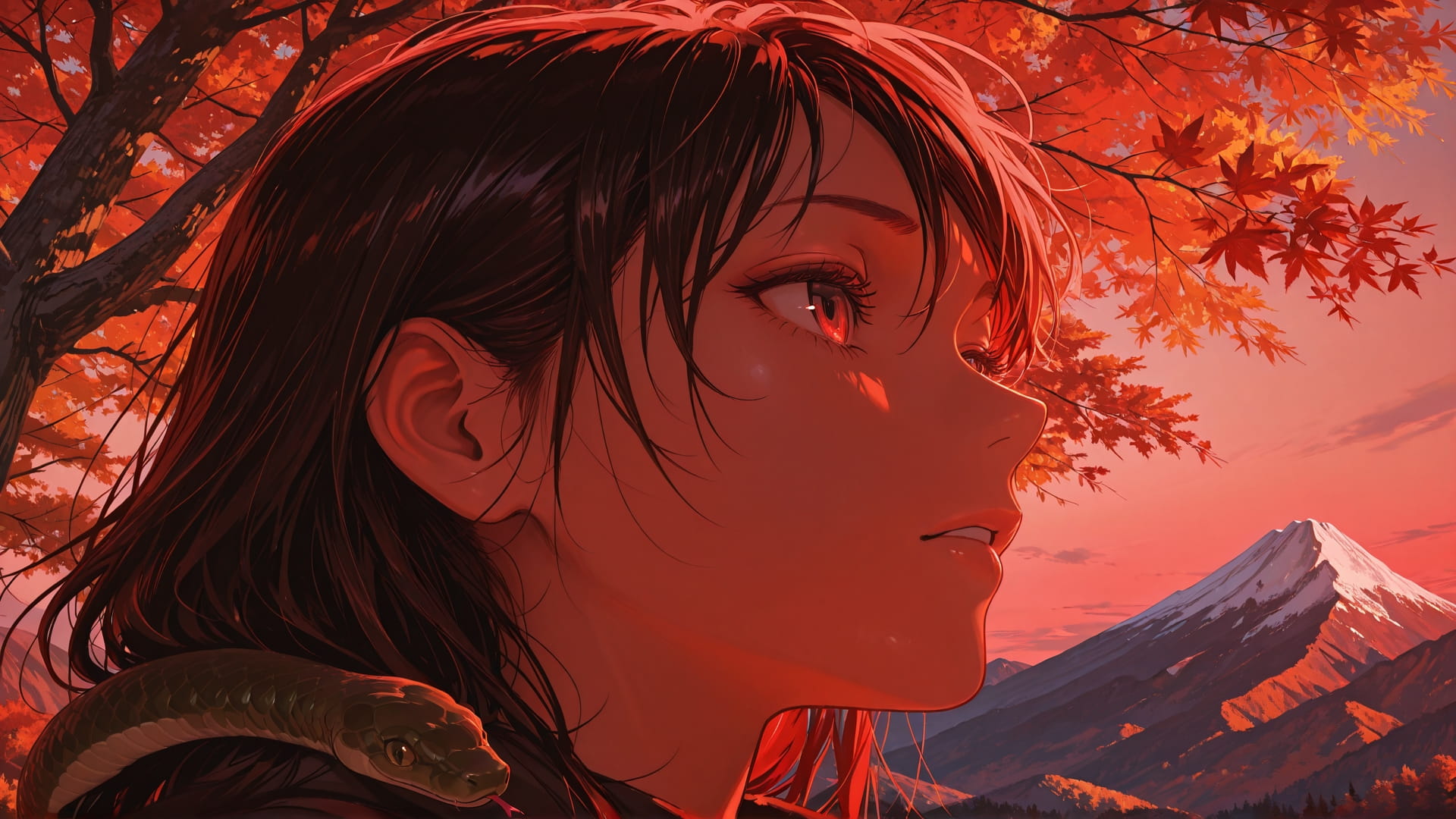 Red Afternoon Mountain DramaClub smartphone wallpaper free download, vertical 16:9 format, Red, Afternoon, Mountain, Autumn