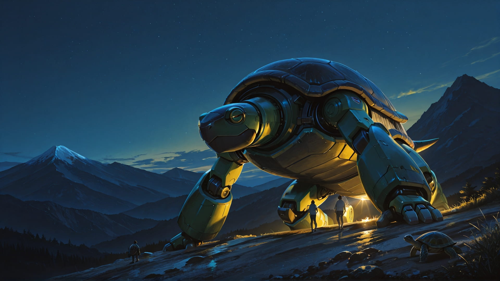 Yellow Night Mountain DramaClub smartphone wallpaper free download, vertical 16:9 format, Yellow, Night, Mountain, Summer