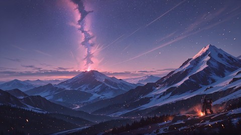 Purple Afternoon Mountain Ember smartphone wallpaper free download, vertical 9:16 format, Purple, Afternoon, Mountain, Winter