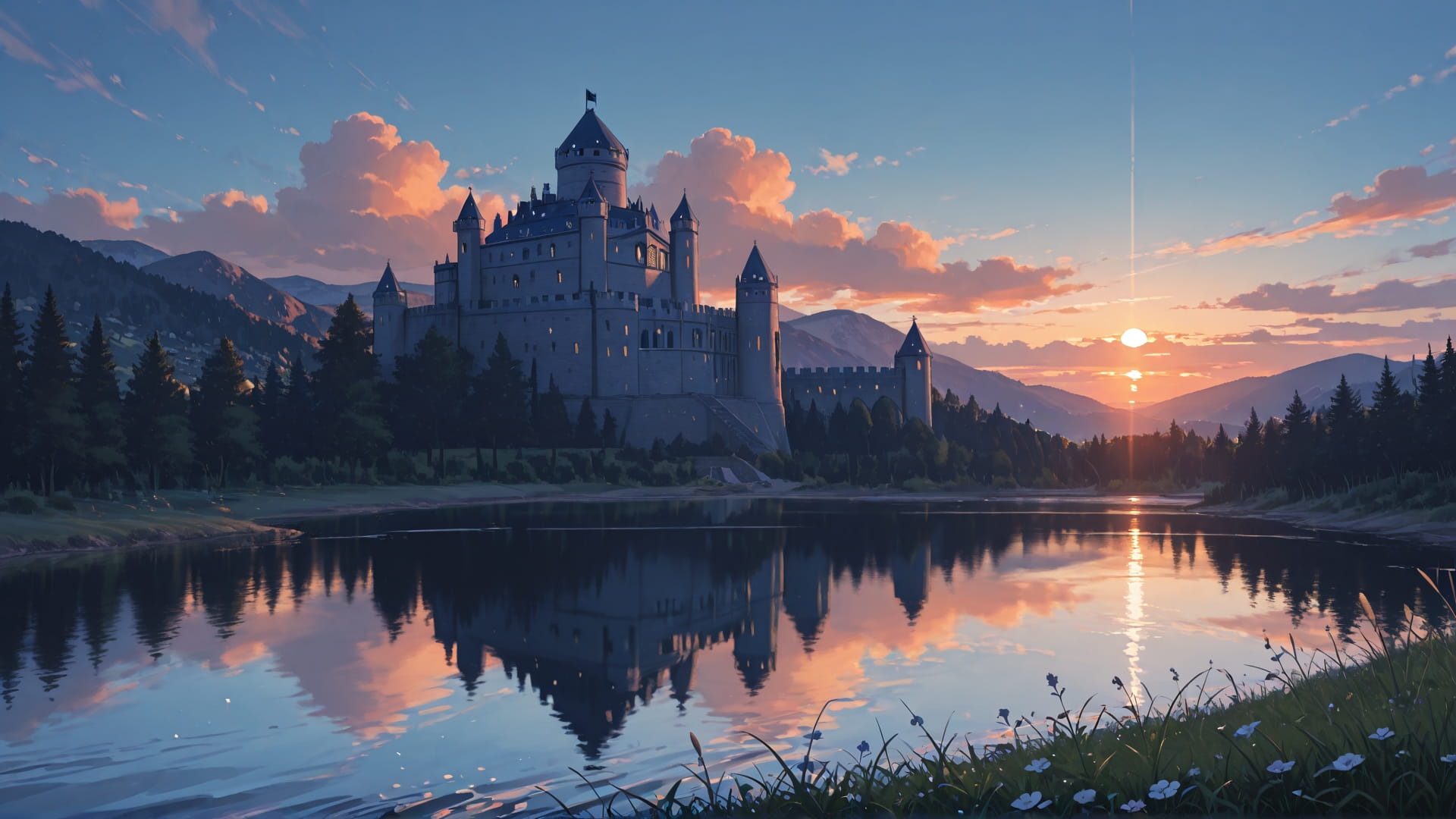 Blue Sunset Sea England smartphone wallpaper free download, vertical 16:9 format, Blue, Sunset, Sea, Spring 001