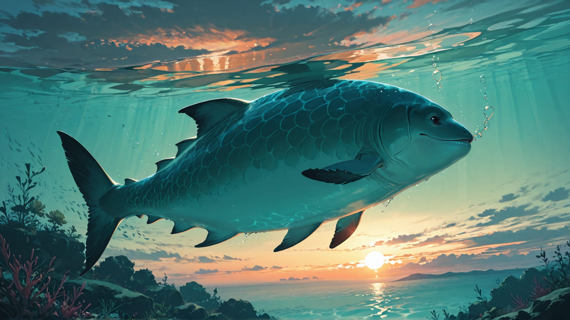 Green Sunset Sea England smartphone wallpaper free download, vertical 16:9 format, Green, Sunset, Sea, Summer 001