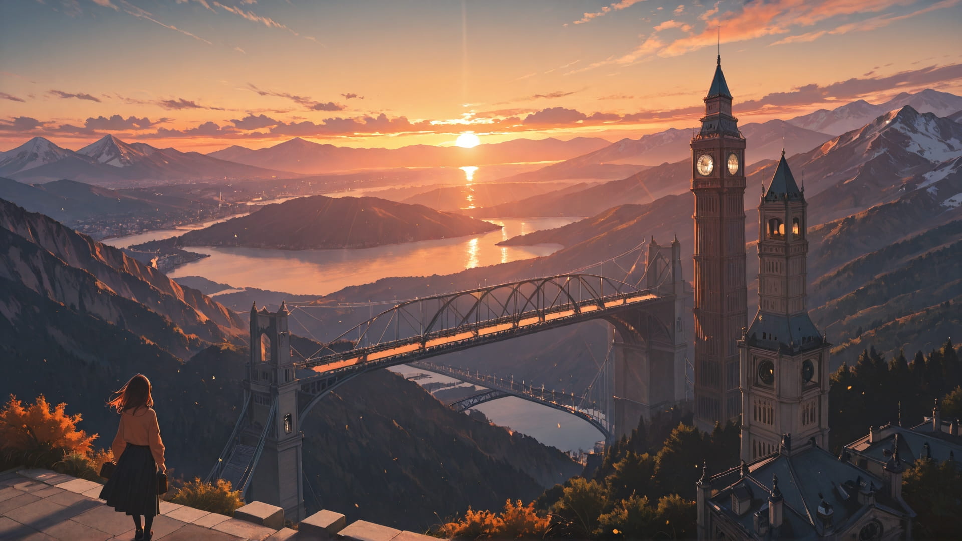 Orange Sunset Mountain England smartphone wallpaper free download, vertical 16:9 format, Orange, Sunset, Mountain, Spring