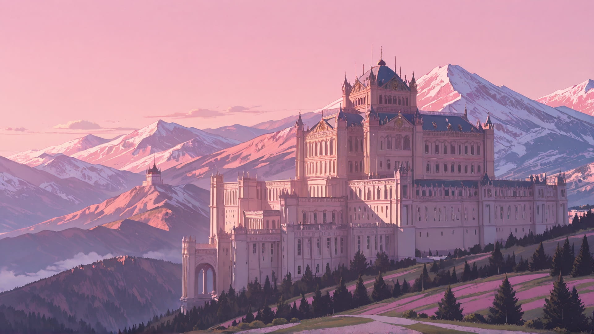 Pink Afternoon Mountain England smartphone wallpaper free download, vertical 16:9 format, Pink, Afternoon, Mountain, Spring 001