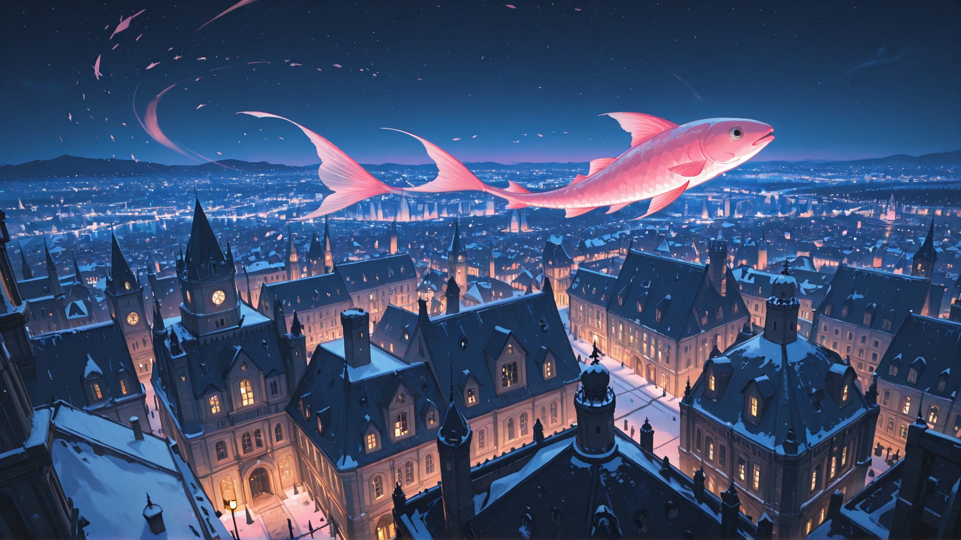 Pink Night City England smartphone wallpaper free download, vertical 16:9 format, Pink, Night, City, Winter