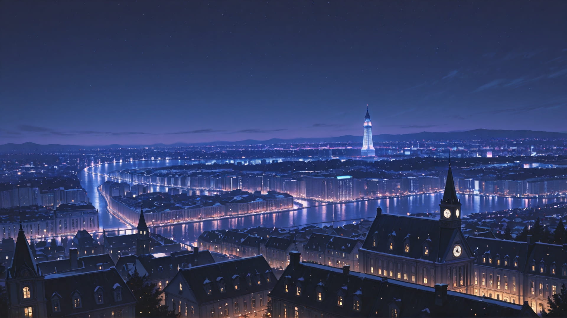 Purple Night City England smartphone wallpaper free download, vertical 16:9 format, Purple, Night, City, Winter 001