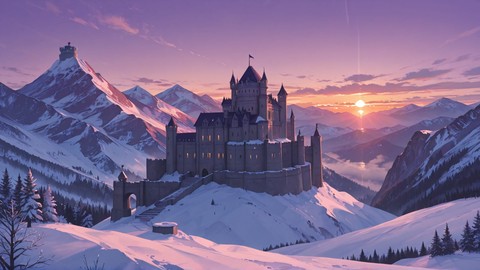 Purple Sunset Mountain England smartphone wallpaper free download, vertical 9:16 format, Purple, Sunset, Mountain, Winter 001