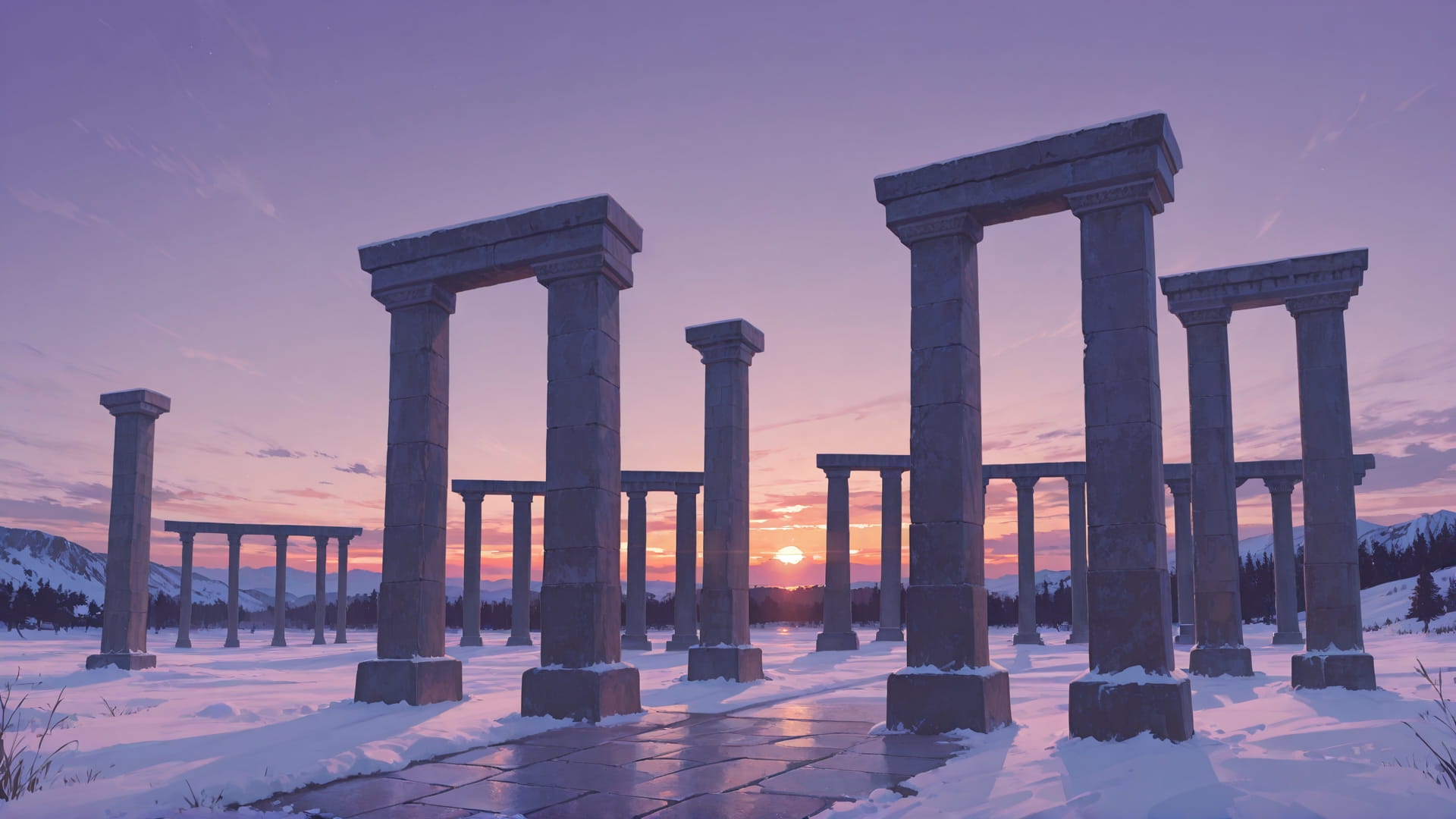 Purple Sunset Sky England smartphone wallpaper free download, vertical 16:9 format, Purple, Sunset, Sky, Winter 001