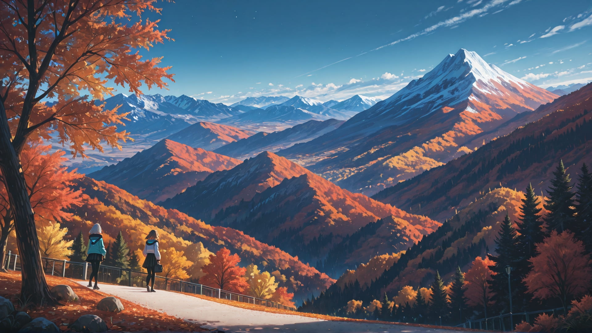 Blue Afternoon Mountain Explorecore smartphone wallpaper free download, vertical 16:9 format, Blue, Afternoon, Mountain, Autumn 001