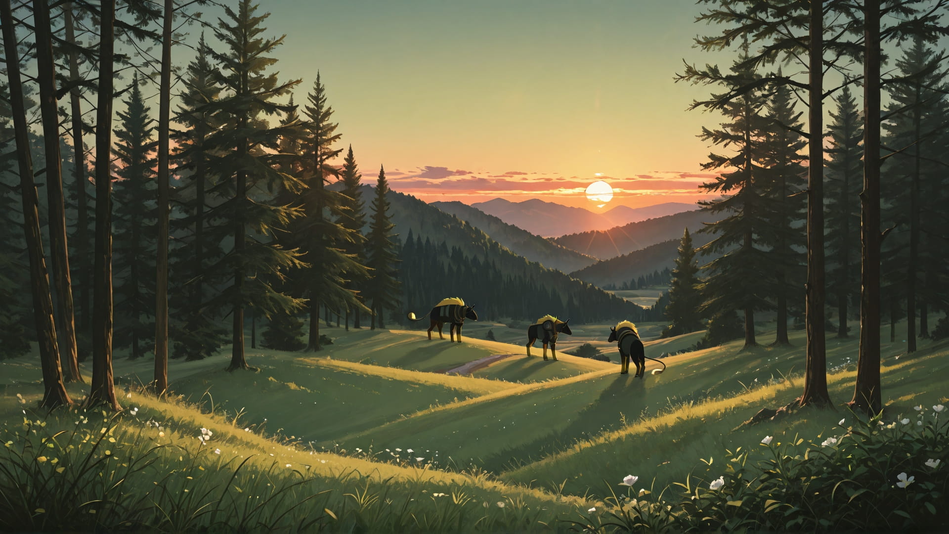 Green Sunset Nature Explorecore smartphone wallpaper free download, vertical 16:9 format, Green, Sunset, Nature, Spring 001