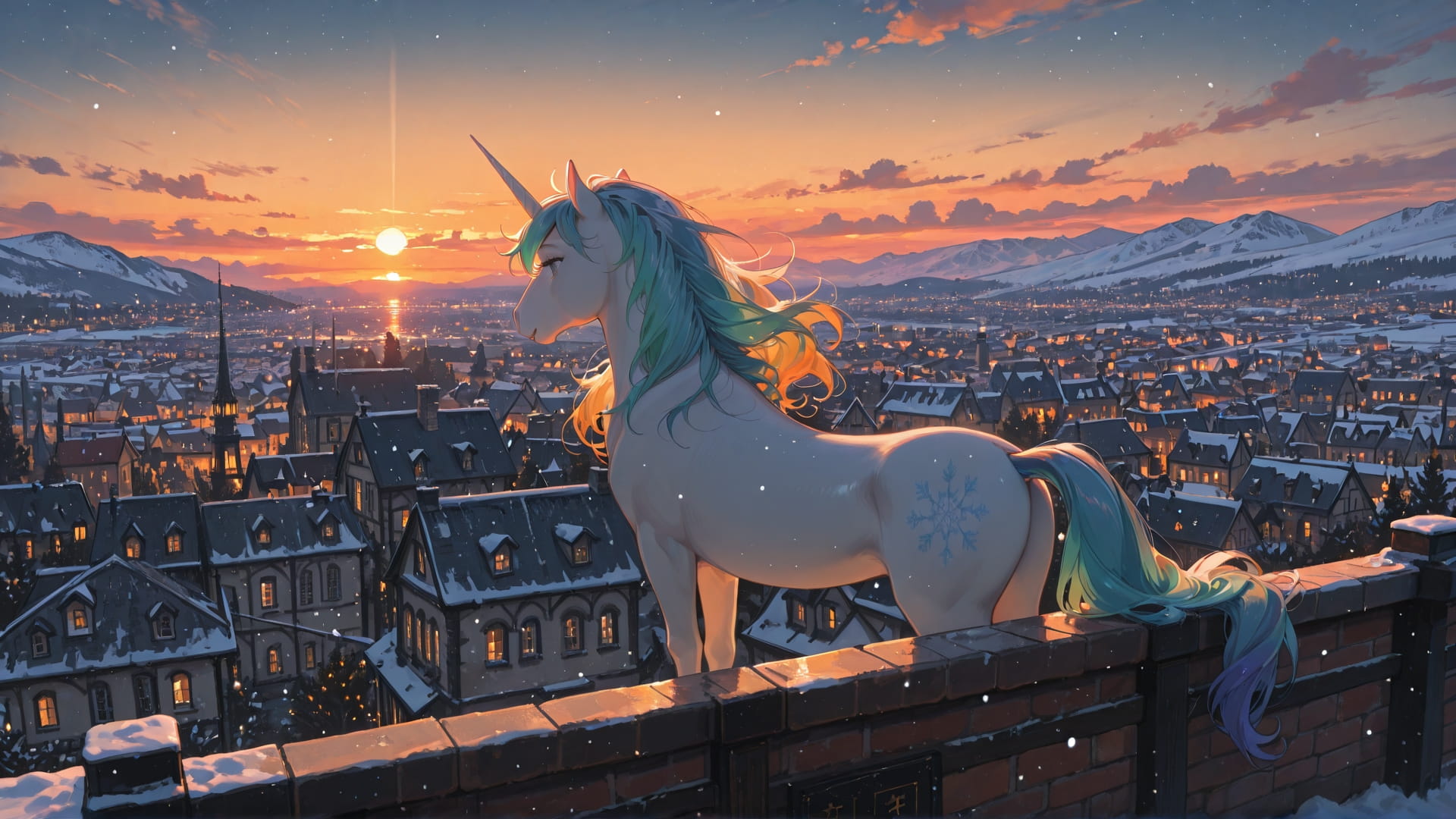 Orange Sunset City Explorecore smartphone wallpaper free download, vertical 16:9 format, Orange, Sunset, City, Winter