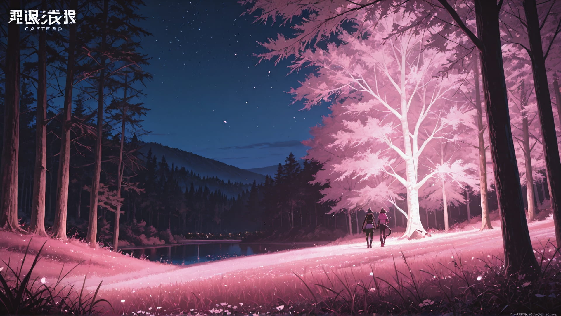 Pink Night Nature Explorecore smartphone wallpaper free download, vertical 16:9 format, Pink, Night, Nature, Spring 001