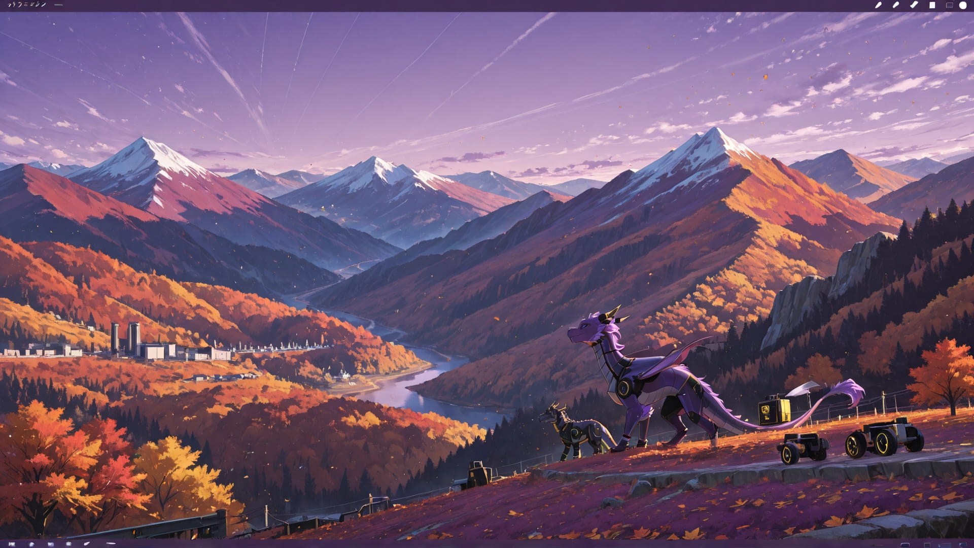 Purple Afternoon Mountain Explorecore smartphone wallpaper free download, vertical 16:9 format, Purple, Afternoon, Mountain, Autumn
