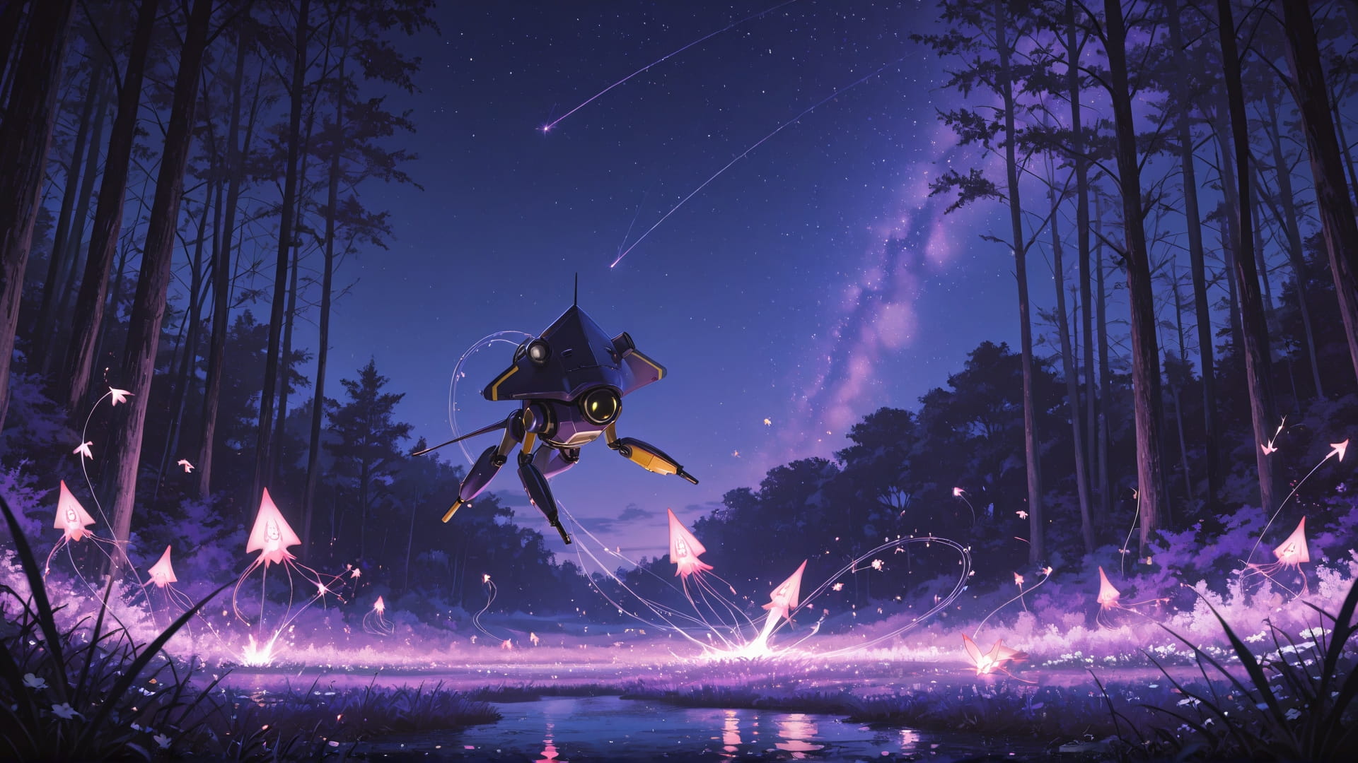 Purple Night Nature Explorecore smartphone wallpaper free download, vertical 16:9 format, Purple, Night, Nature, Spring