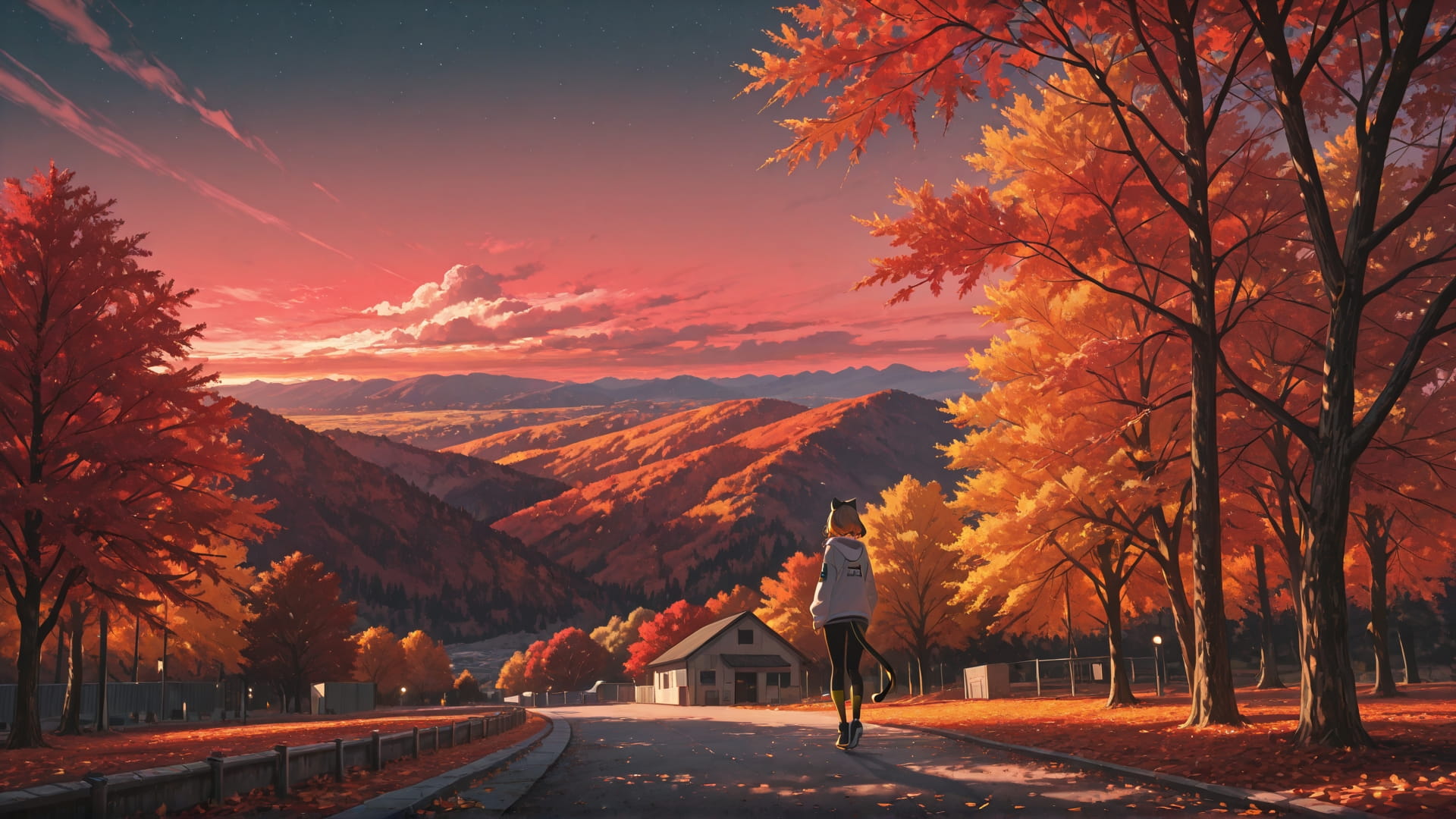 Red Afternoon Sky Explorecore smartphone wallpaper free download, vertical 16:9 format, Red, Afternoon, Sky, Autumn 001