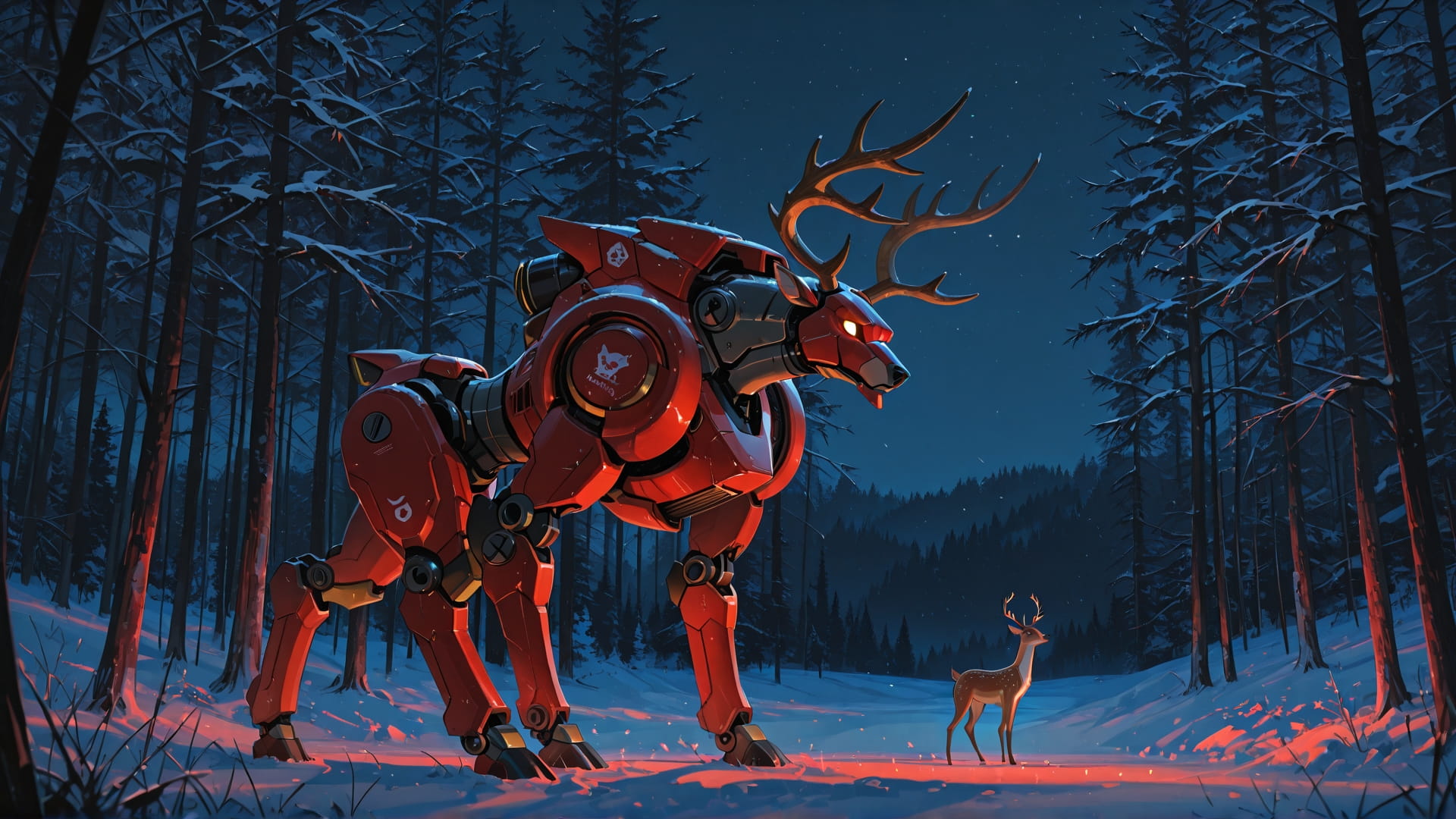 Red Night Nature Explorecore smartphone wallpaper free download, vertical 16:9 format, Red, Night, Nature, Winter