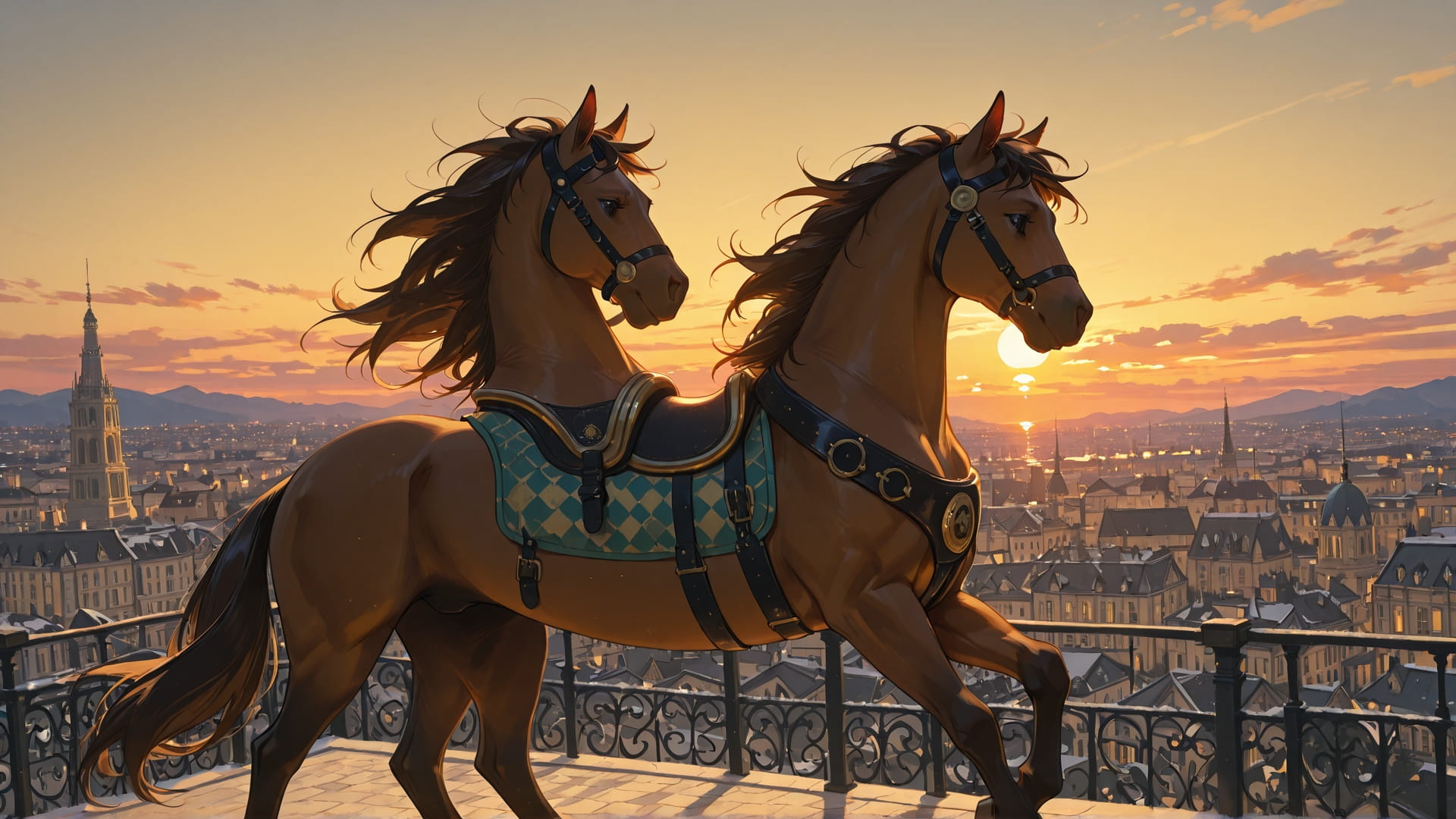 Yellow Sunset City Explorecore smartphone wallpaper free download, vertical 16:9 format, Yellow, Sunset, City, Winter