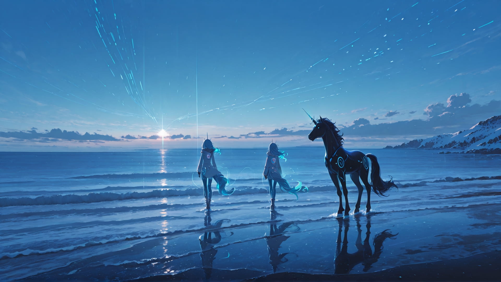 Blue Afternoon Sea ExtraCelestial smartphone wallpaper free download, vertical 16:9 format, Blue, Afternoon, Sea, Winter