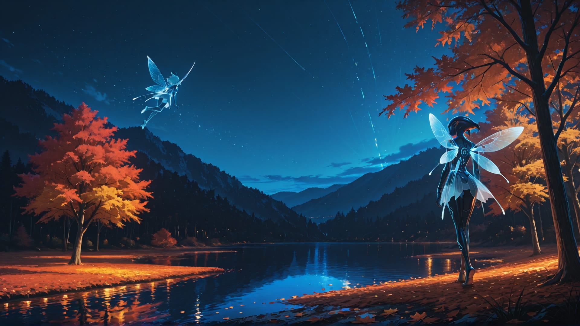 Blue Night Sea ExtraCelestial smartphone wallpaper free download, vertical 16:9 format, Blue, Night, Sea, Autumn