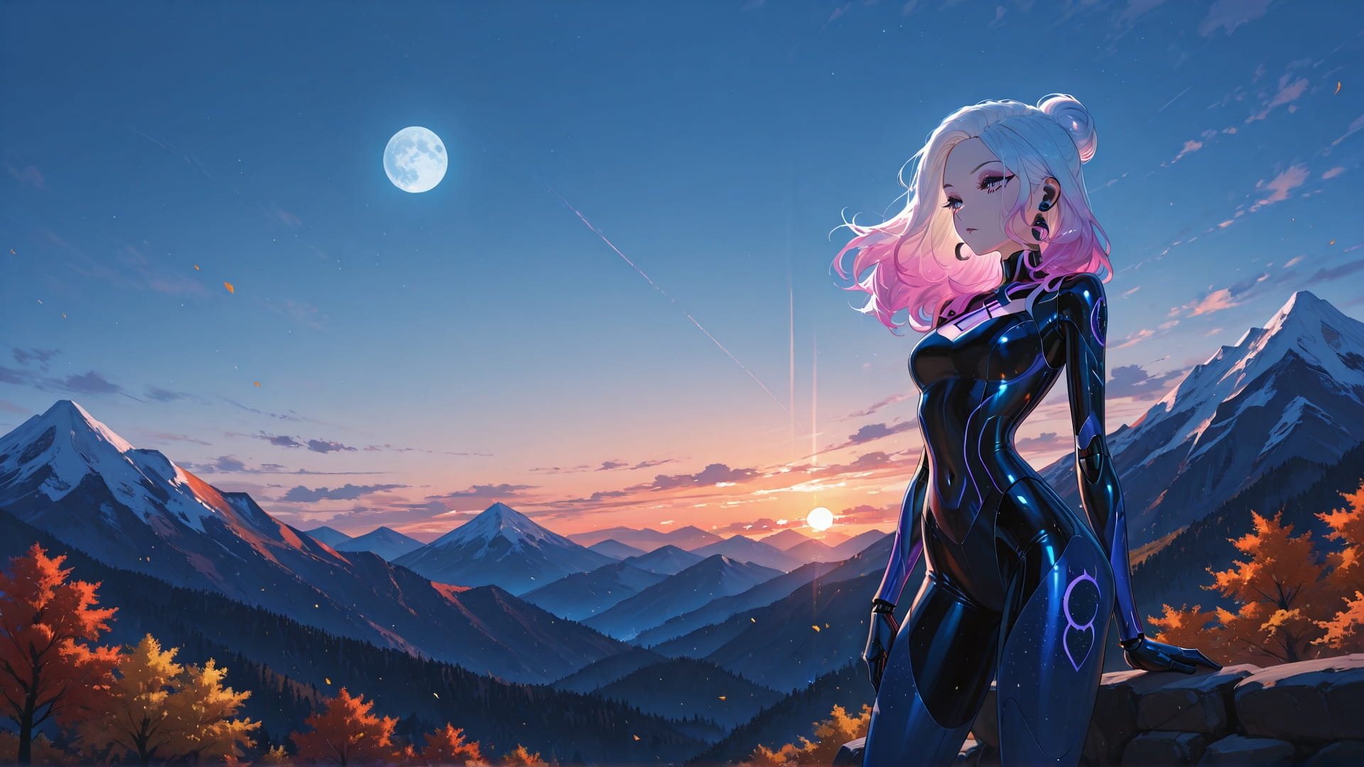 Blue Sunset Mountain ExtraCelestial smartphone wallpaper free download, vertical 16:9 format, Blue, Sunset, Mountain, Autumn