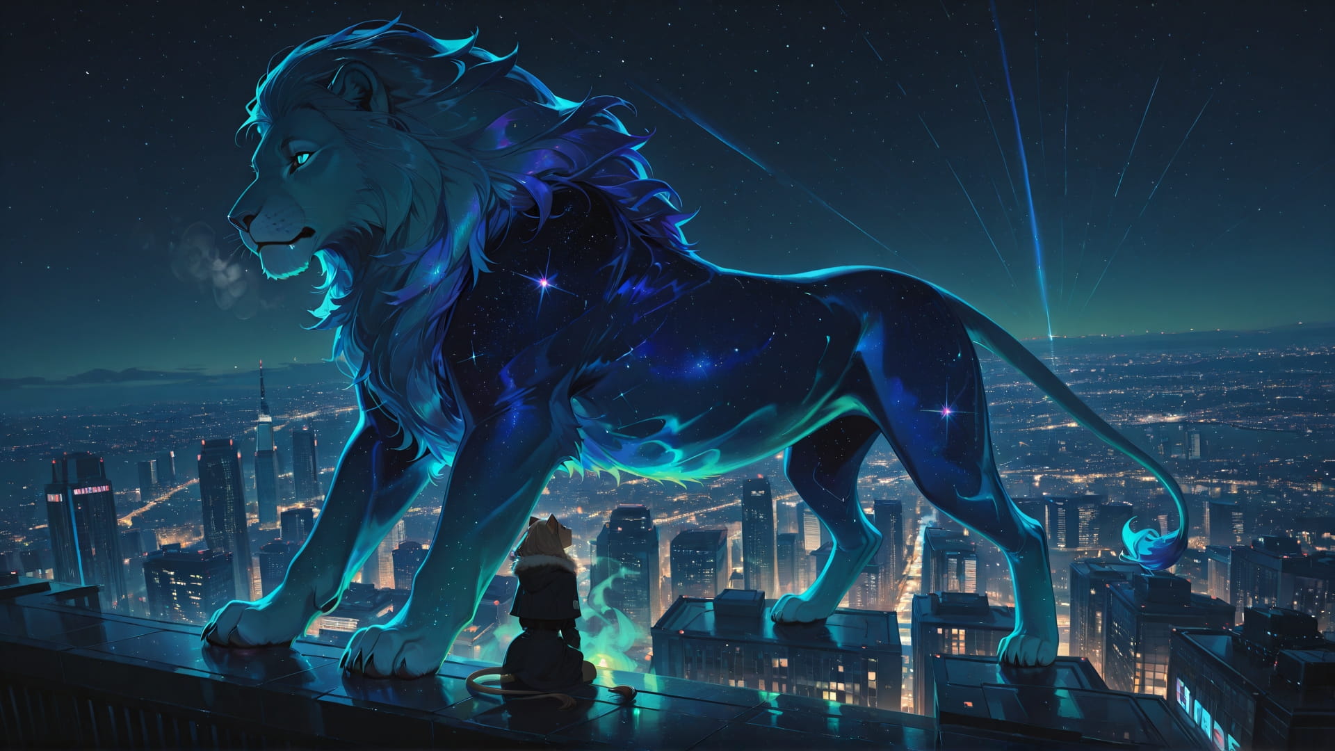 Green Night City ExtraCelestial smartphone wallpaper free download, vertical 16:9 format, Green, Night, City, Winter