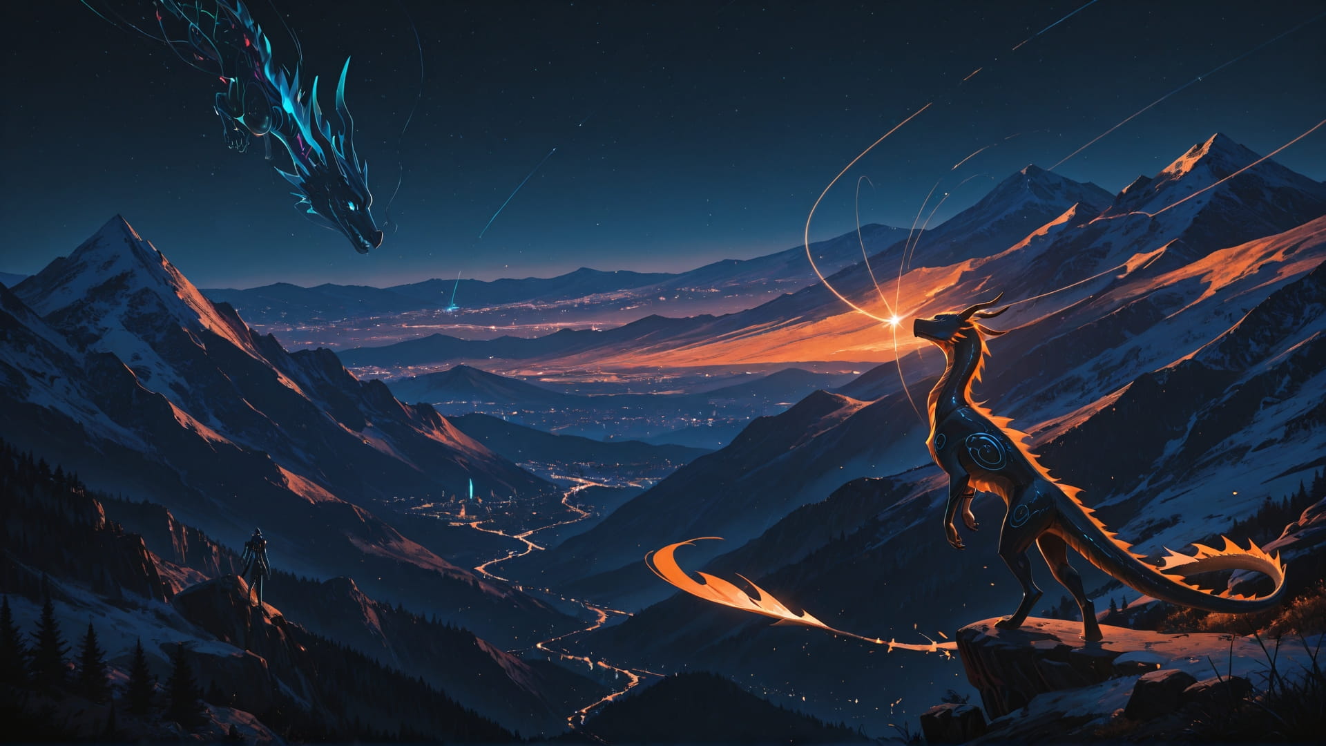 Orange Night Mountain ExtraCelestial smartphone wallpaper free download, vertical 16:9 format, Orange, Night, Mountain, Spring